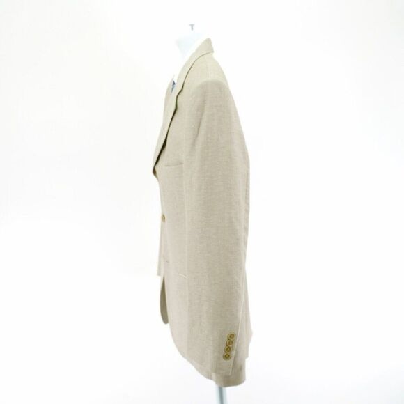 Material London Marzotto Linen Blend Blazer 40R 3 Button Sand Tan / Beige - Picture 5 of 14